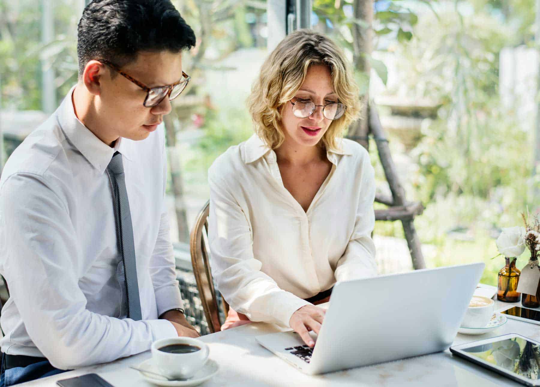Professional couple having a collaborative meeting in an office